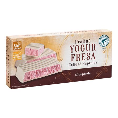Turrón praliné de yogur y fresa Alipende 200g