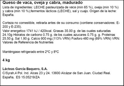 Queso La cava Art&eacute;s Garc&iacute;a Baquero