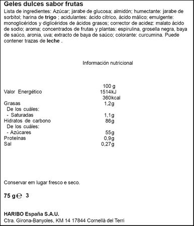 Golosina spaghetti pica sabor frutal Haribo 75g