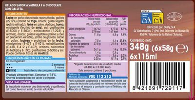 Helado sandwich Alipende 690ml 6 uds vainila choco