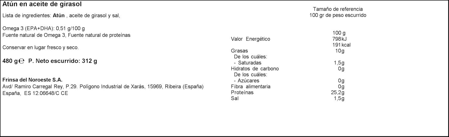 Atún Ribeira pack 6 en aceite girasol