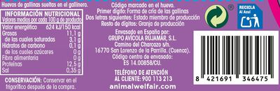 Huevos de gallinas sueltas en el gallinero Alipende 6u "clase l"