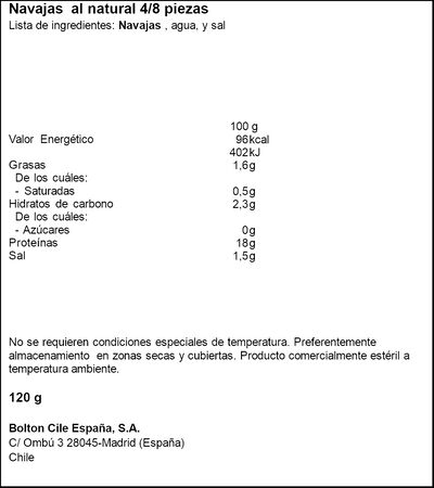 Navajas al natural 4/8 Cuca 65g