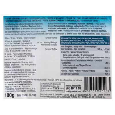 Filete lubina Aligator 180g con piel