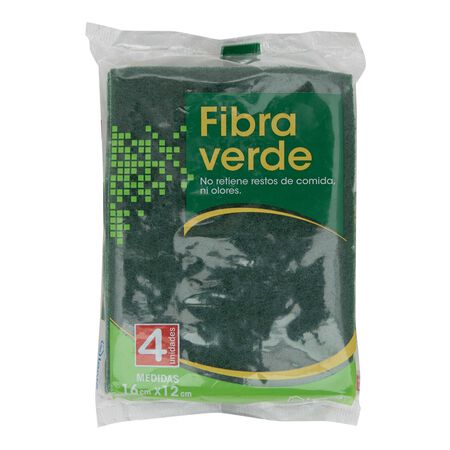 Estropajo fibra Lanta 4 unidades verde
