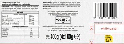 Comida h&uacute;meda gato bocaditos Meque verduras pack 4