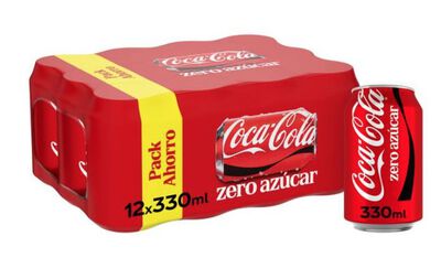 Refresco cola Coca-Cola lata 33cl pack 12 zero az&uacute;car