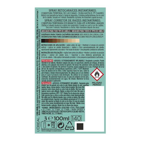 Tinte cabello retoca raíces en spray magic retouch L'Oréal 100ml castaño oscuro