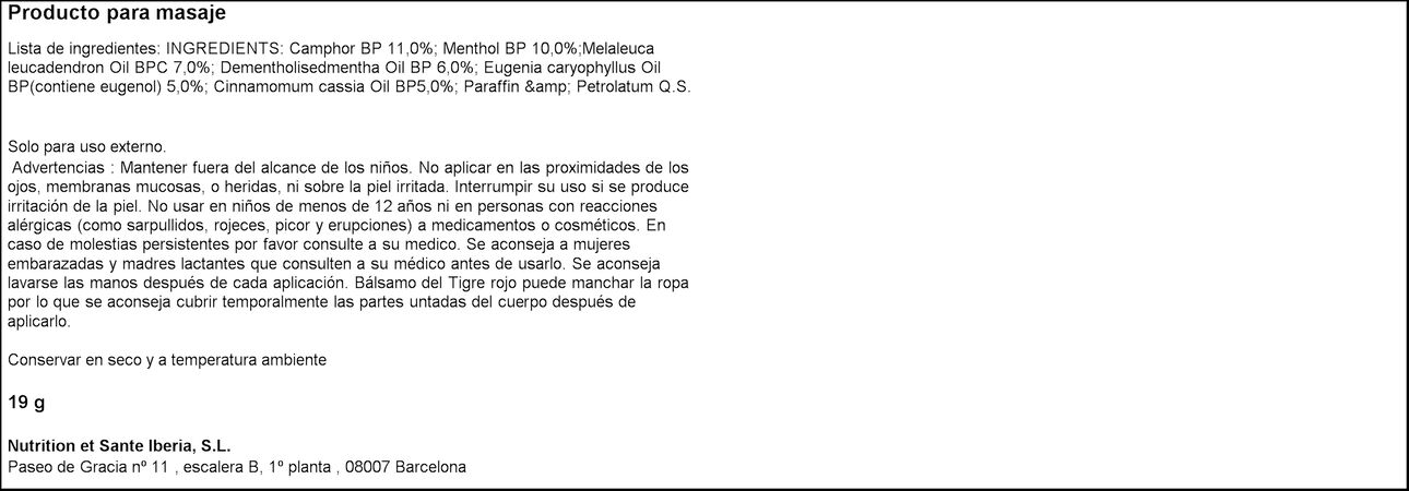 Bálsamo del Tigre rojo 19g