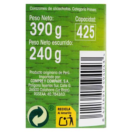 Corazón de alcachofa Alipende 8/10 240g