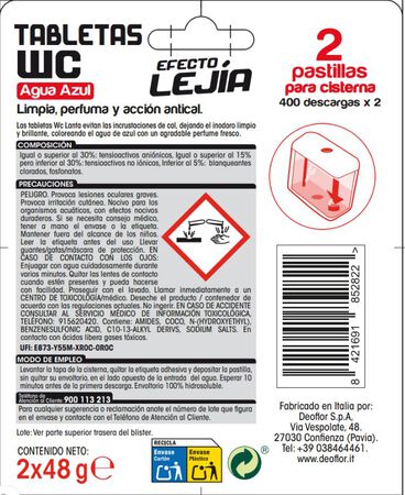 Limpiador WC Tableta Lanta 2 unidades Efecto Lej&iacute;a