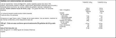 Galleta dorada al horno sin az&uacute;car Gull&oacute;n 330g