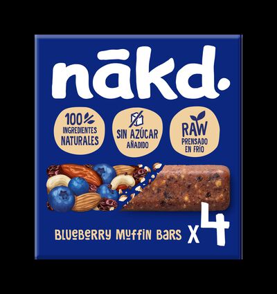 Barritas sin azúcar añadido Nakd 4u blueberry muffin