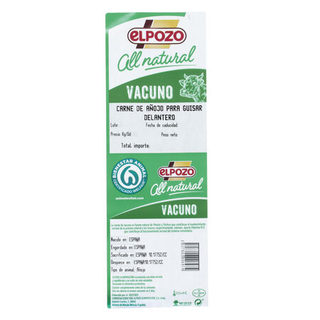 Carne para guisar de añojo All Natural ElPozo 400g aproximadamente