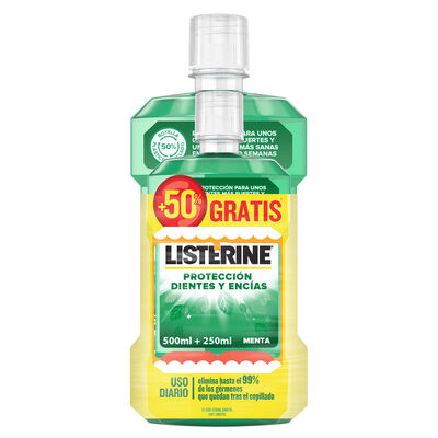 Enjuague bucal Listerine 500ml + 50% Dientes y encías