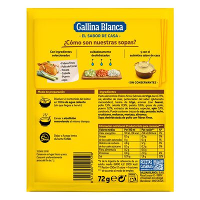 Sopa Gallina Blanca 71g pollo con fideos finos