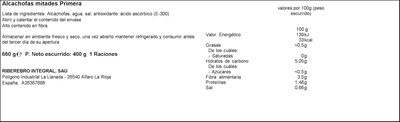 Corazones de alcachofa en mitades Gvtarra 400g