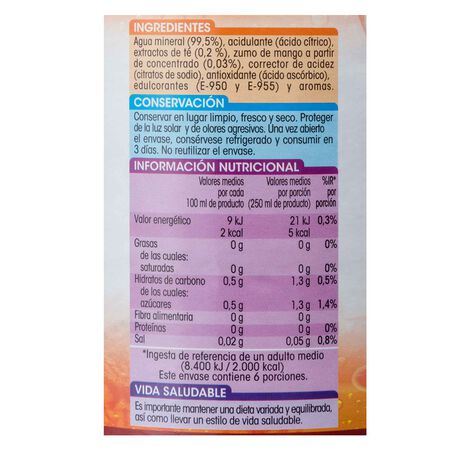 Refresco té Alipende sin azúcar añadido botella 1,5l mango
