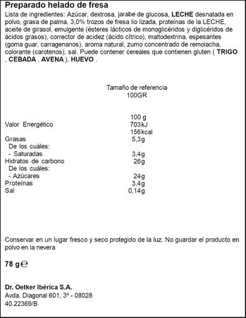 Preparado para helado de fresa Dr. Oetker 78g