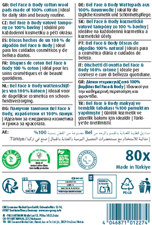 Discos desmaquillantes de algodón Bel 80 unidades maxi