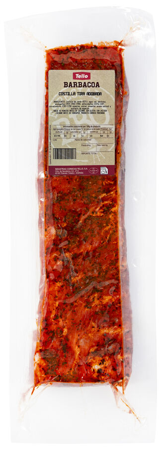 Tira de costilla adobada barbacoa Tello 800gr aproximadamente