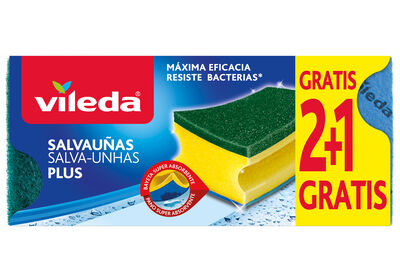 Estropajo con esponja Vileda salvaúñas plus 2+1 unidades