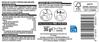 Infusi&oacute;n Alipende 20u rooibos canela y naranja