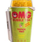 Refresco frutas tropicales con extracto de té y bolitas de gel sabor mango.