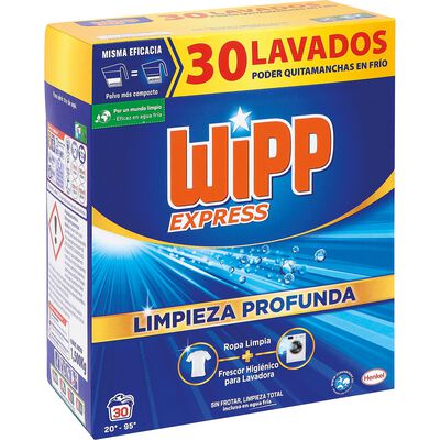 Detergente en polvo Wipp 30 lavados limpieza profunda