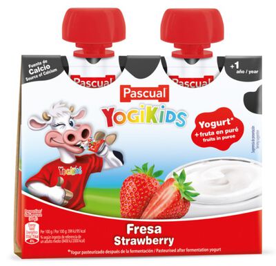Alimento infantil yogikids pouch pack 2 fresa Pascual