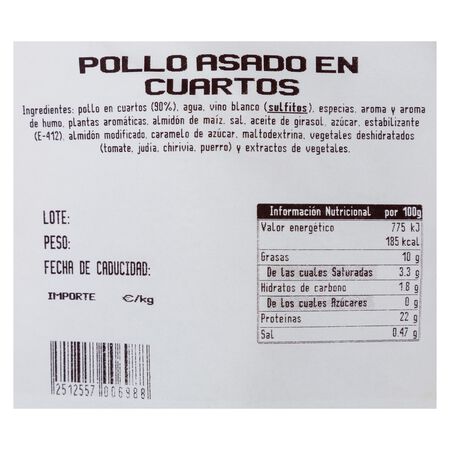 Pollo asado Granja Gourmet Aproximadamente 1kg troceado