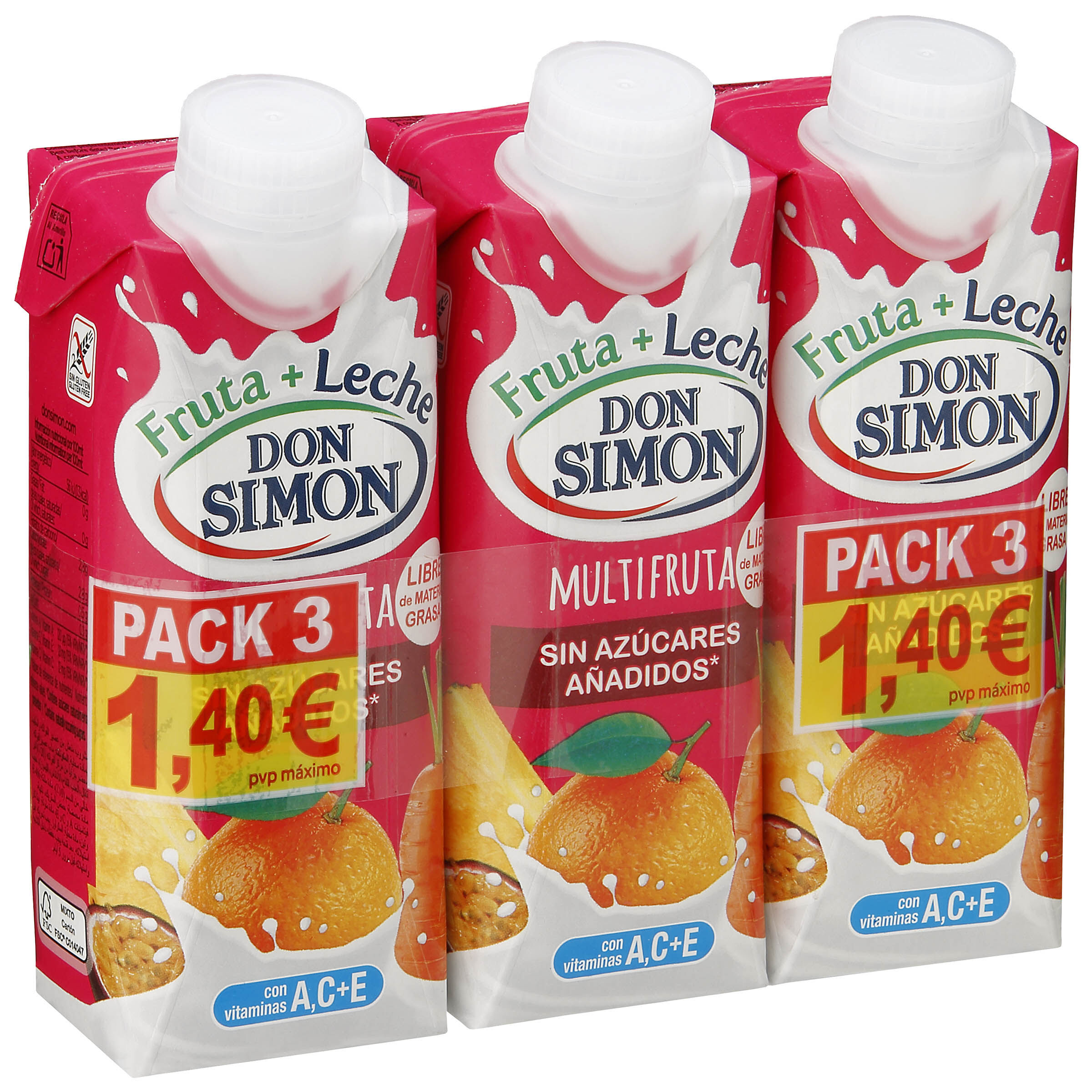 Fruta y leche sin azúcares añadidos multifruta Don Simon
