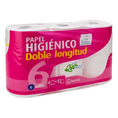 Papel higi&eacute;nico ecol&oacute;gico Lanta 6 rollos doble rollo