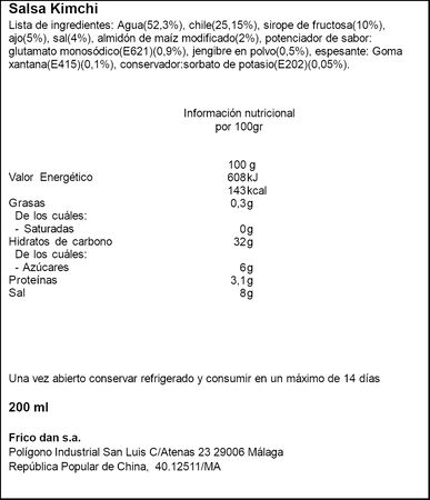 Salsa kimchi con chile Tiger Khan Gold 200ml