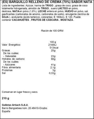 Galleta de barquillo original Artiach Artinata 210g