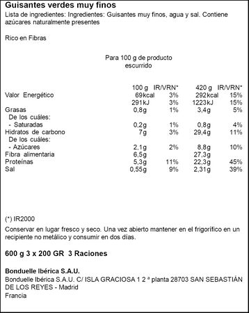 Guisantes Bonduelle pack 3 natural