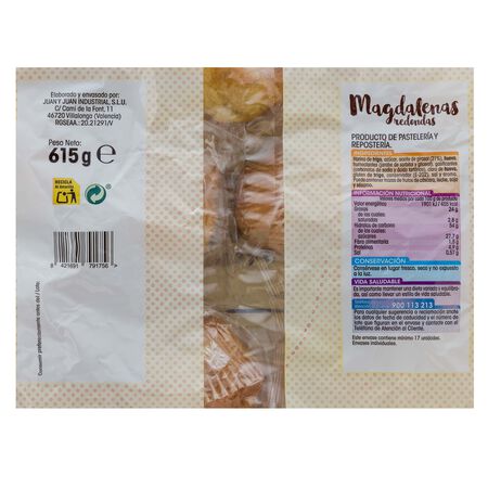Magdalenas Alipende 615g redondas