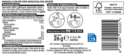 Manzanilla Alipende 20u con anís