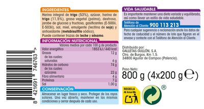 Galleta maría Alipende 800g integral