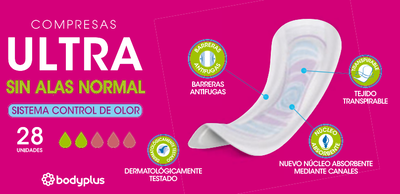 Compresas Bodyplus 28 uds anatomica ultra