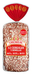 Pan de molde 12 cereales y semillas OROWEAT, paquete 550 g