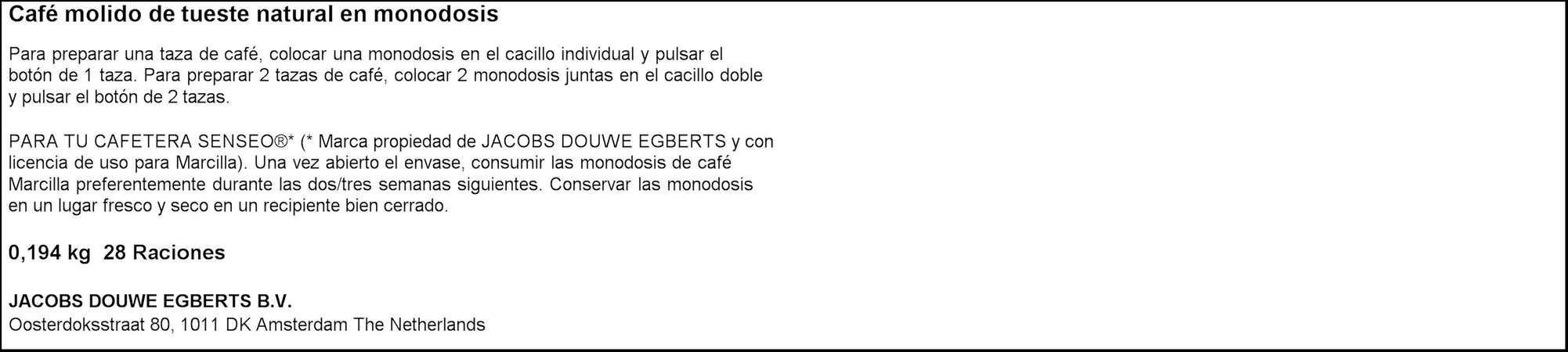 Café fuerte (máquinas senseo) Marcilla 28 cápsulas