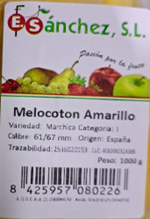 Melocot&oacute;n amarillo bandeja 1kg