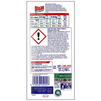 Detergente liquido Dixan 40+8 lavados 