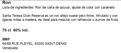 Ron Santa teresa 70cl + Coca Cola Zero 1,25L