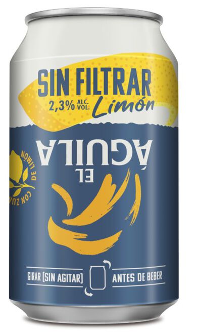 Cerveza sin filtrar con limón en lata Aguila 33cl