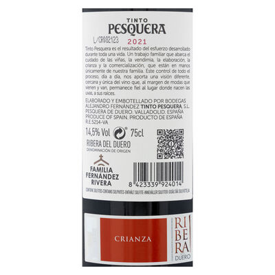 Vino tinto DO Ribera del Duero Pesquera crianza