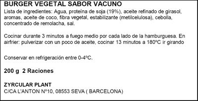 Burger vegetal con sabor vacuno Amara 2 unidades 100g