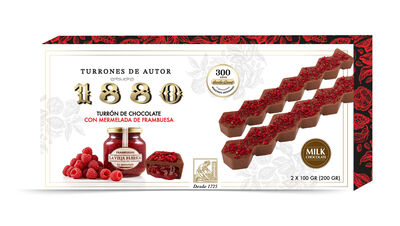 Turrón de chocolate con mermelada de frambuesa 1880 200g