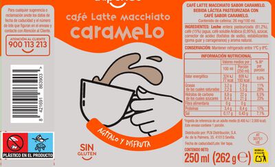 Caf&eacute; latte macchiato alipende sabor caramelo Alip 250ml